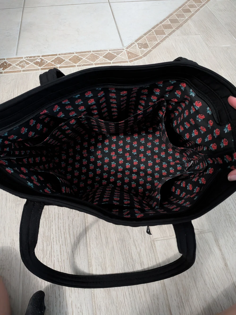Vera Bradley Black Quilted Tote Bag
